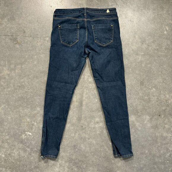 H&M Women's Mid-Rise Straight-Leg Skinny Fit Denim Jeans Blue Dark-Wash Size 28 - Picture 4 of 14